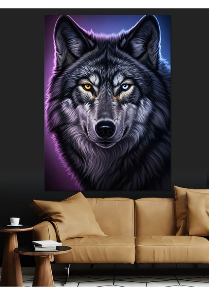 Kara Kurt Hayvan Portresi Dekoratif Kanvas - Mdf Ahşap Tablo fiyatları