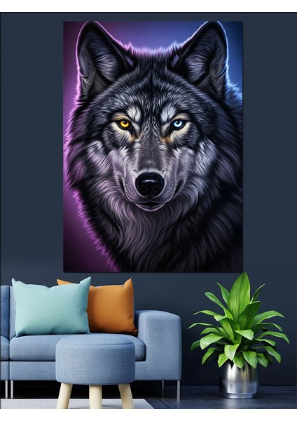 Kara Kurt Hayvan Portresi Dekoratif Kanvas - Mdf Ahşap Tablo modelleri