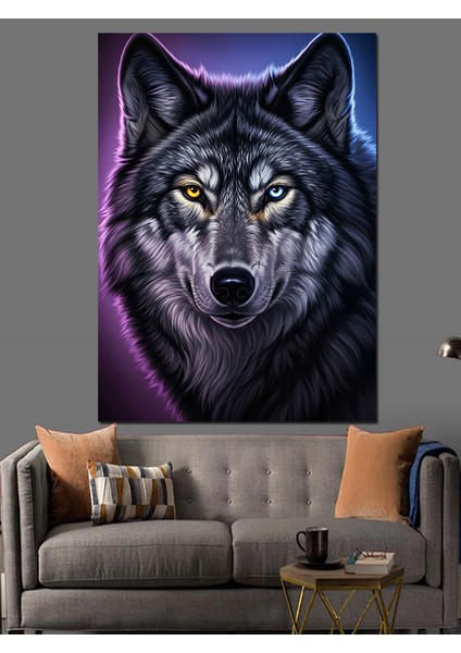 Kara Kurt Hayvan Portresi Dekoratif Kanvas - Mdf Ahşap Tablo fırsatları