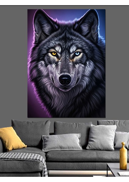 Kara Kurt Hayvan Portresi Dekoratif Kanvas - Mdf Ahşap Tablo indirimleri