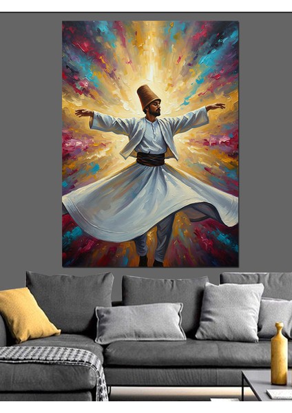 Sema Yapan Derviş Figürü Dekoratif Kanvas - Mdf Ahşap Tablo fırsatları