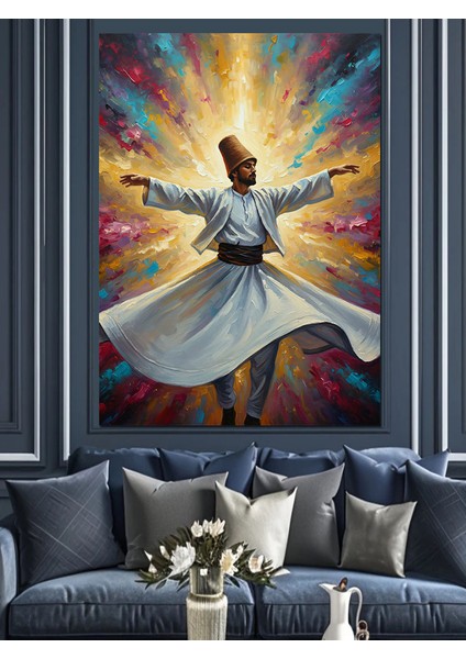 Sema Yapan Derviş Figürü Dekoratif Kanvas - Mdf Ahşap Tablo indirimleri