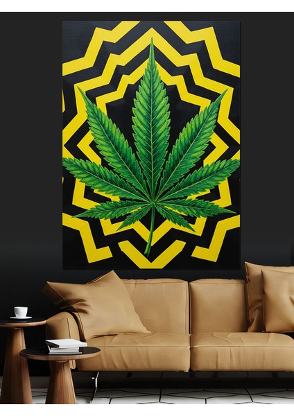 Yeşil Kenevir Yaprağı Mandala Dekoratif Kanvas - Mdf Ahşap Tablo fırsatları