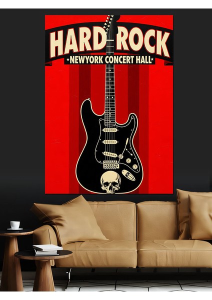 "hard Rock" Gitar Posteri Dekoratif Kanvas - Mdf Ahşap Tablo fiyatları