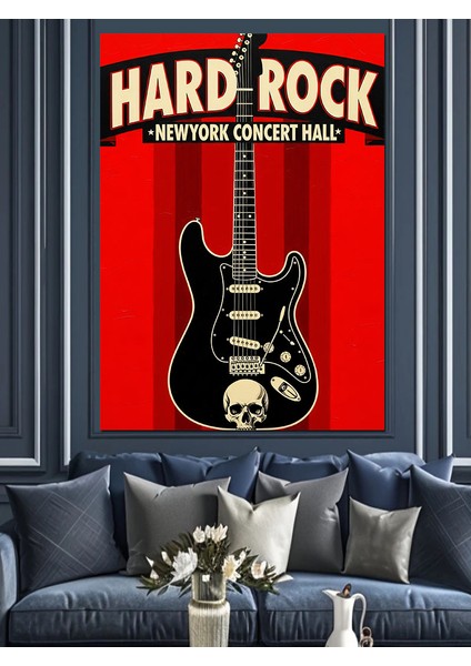 "hard Rock" Gitar Posteri Dekoratif Kanvas - Mdf Ahşap Tablo modelleri
