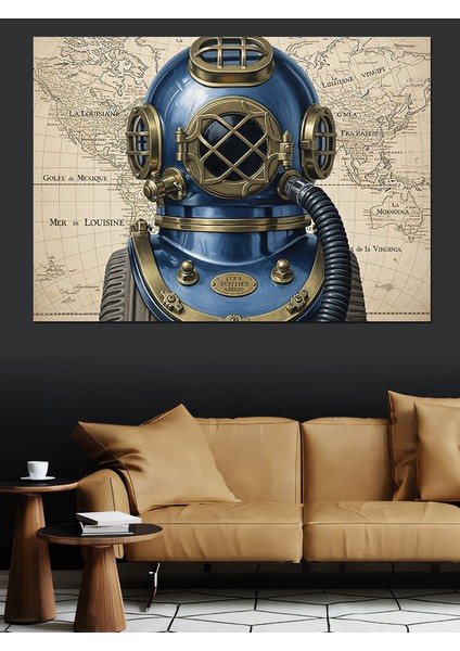 Eski Dalgıç Kaskı Portresi Dekoratif Kanvas - Mdf Ahşap Tablo indirimleri