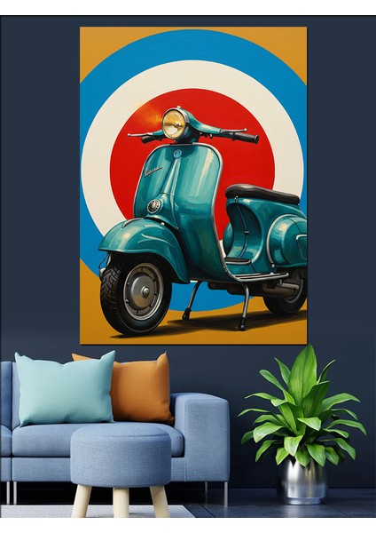 Hedef Tahtalı Mavi Vespa Dekoratif Kanvas - Mdf Ahşap Tablo modelleri