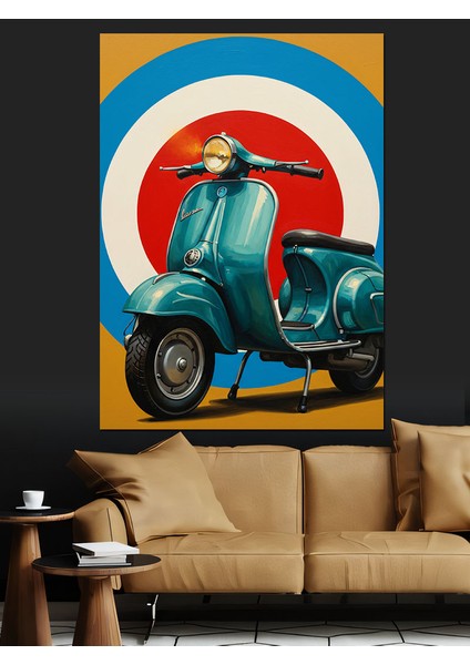 Hedef Tahtalı Mavi Vespa Dekoratif Kanvas - Mdf Ahşap Tablo fırsatları