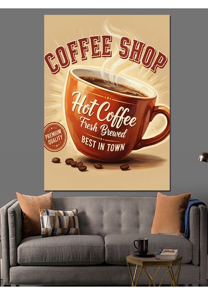 Kahve Çekirdekli Vintage Afiş Dekoratif Kanvas - Mdf Ahşap Tablo indirimleri