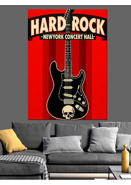 "hard Rock" Gitar Posteri Dekoratif Kanvas - Mdf Ahşap Tablo fırsatları
