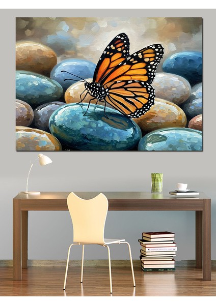 Kelebek ve Çakıl Taşları Dekoratif Kanvas - Mdf Ahşap Tablo fiyatları