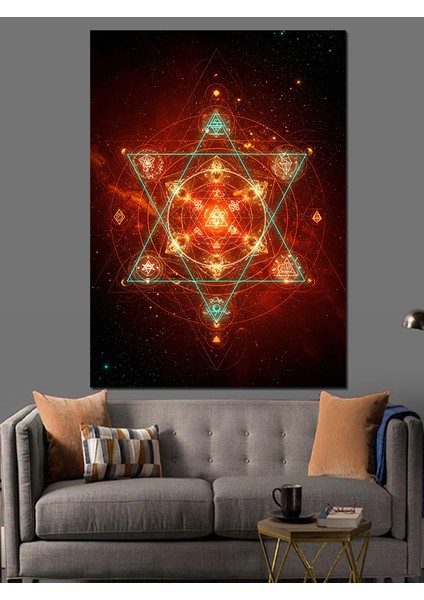 Kırmızı Geometrik Mandala Desen Dekoratif Kanvas - Mdf Ahşap Tablo modelleri