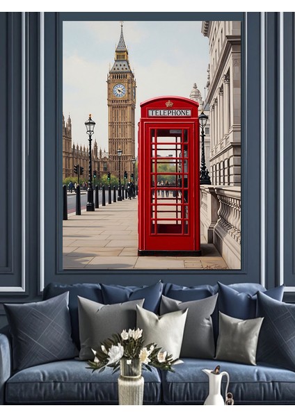 Kırmızı Telefon Kulübesi Londra Dekoratif Kanvas - Mdf Ahşap Tablo indirimleri