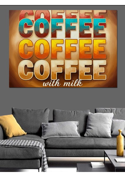 Sloganlı Soyut Kahve Illüstrasyonu Dekoratif Kanvas - Mdf Ahşap Tablo indirimleri
