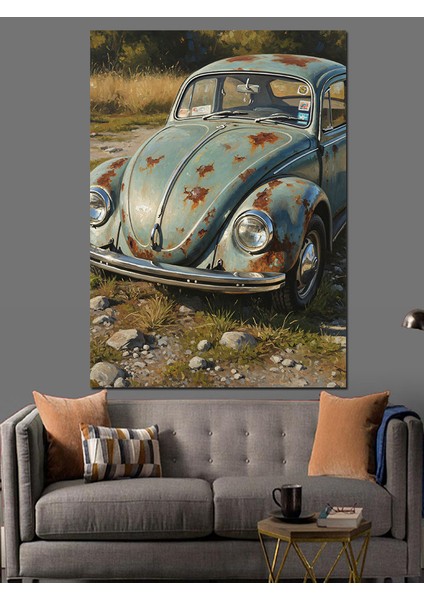 Eski Klasik Mavi Vosvos Dekoratif Kanvas - Mdf Ahşap Tablo modelleri