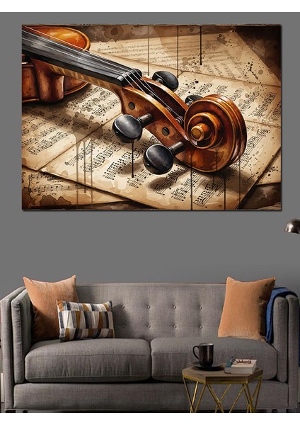 Keman ve Nota Görselleri Dekoratif Kanvas - Mdf Ahşap Tablo indirimleri