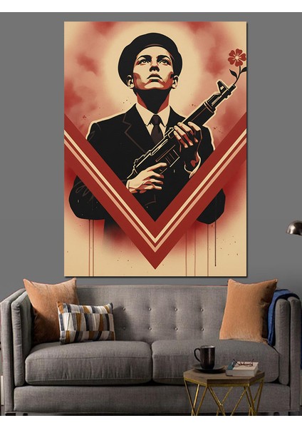 Kırmızı Giysili Vintage Gangster Dekoratif Kanvas - Mdf Ahşap Tablo fiyatları