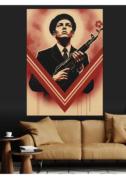 Kırmızı Giysili Vintage Gangster Dekoratif Kanvas - Mdf Ahşap Tablo fırsatları