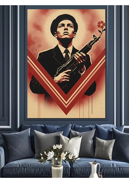 Kırmızı Giysili Vintage Gangster Dekoratif Kanvas - Mdf Ahşap Tablo indirimleri