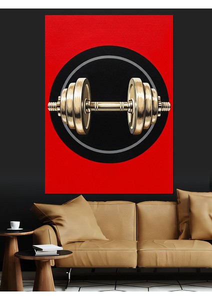 Kırmızı Plakalı Halter Ağırlığı Dekoratif Kanvas - Mdf Ahşap Tablo fırsatları