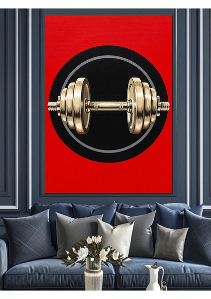 Kırmızı Plakalı Halter Ağırlığı Dekoratif Kanvas - Mdf Ahşap Tablo indirimleri
