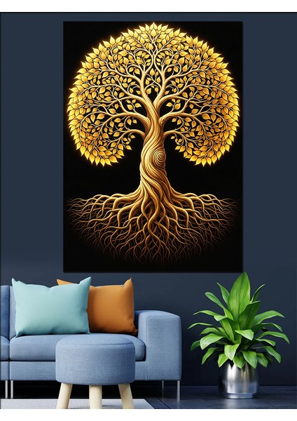 Kökleri Geniş Hayat Ağacı Dekoratif Kanvas - Mdf Ahşap Tablo fiyatları