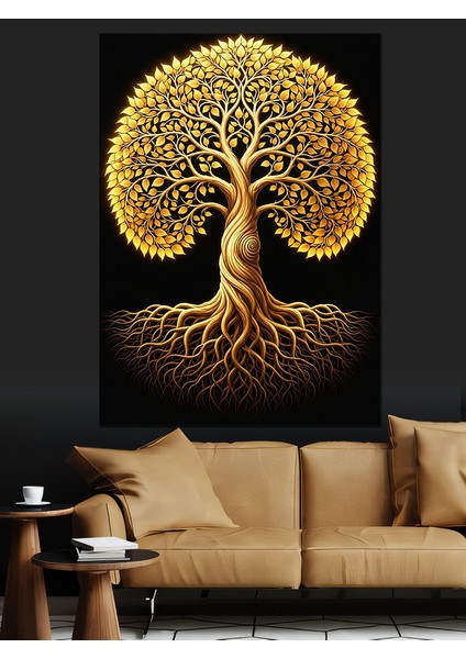 Kökleri Geniş Hayat Ağacı Dekoratif Kanvas - Mdf Ahşap Tablo modelleri