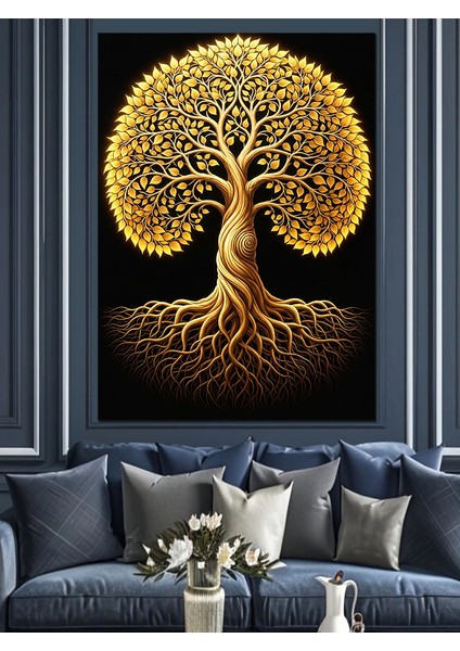 Kökleri Geniş Hayat Ağacı Dekoratif Kanvas - Mdf Ahşap Tablo fırsatları