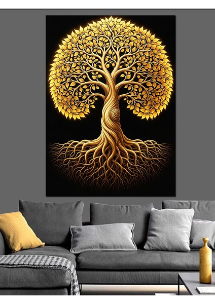 Kökleri Geniş Hayat Ağacı Dekoratif Kanvas - Mdf Ahşap Tablo indirimleri
