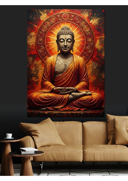 Meditasyon Yapan Altın Buda Dekoratif Kanvas - Mdf Ahşap Tablo indirimleri