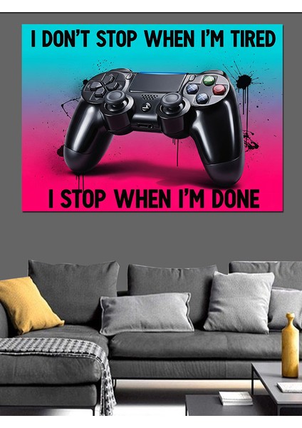 Kazanmadan Bırakmam Oyuncu Konsolu Dekoratif Kanvas - Mdf Ahşap Tablo fırsatları