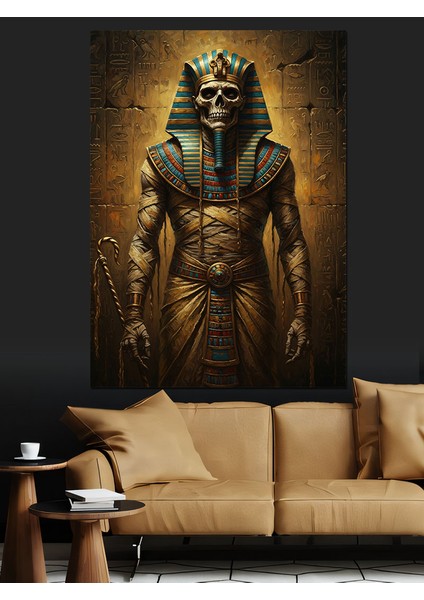 Mısır Tanrısı Mumya Firavun Dekoratif Kanvas - Mdf Ahşap Tablo