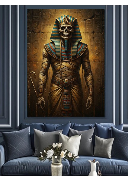 Mısır Tanrısı Mumya Firavun Dekoratif Kanvas - Mdf Ahşap Tablo fiyatları