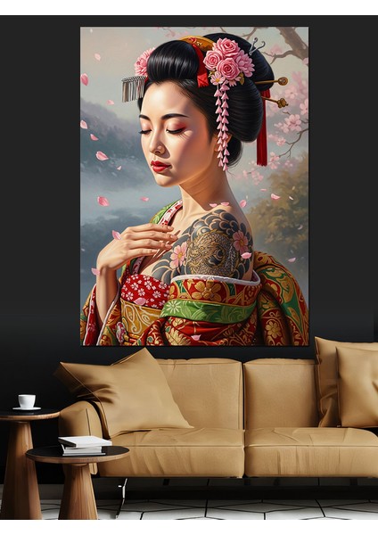 Geyşa Makyajlı Asyalı Kadın Dekoratif Kanvas - Mdf Ahşap Tablo indirimleri