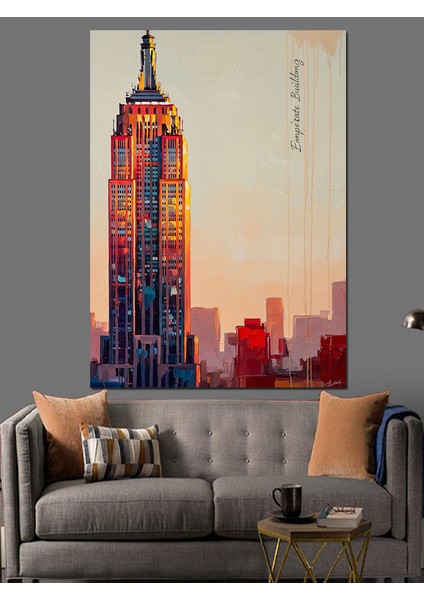 Empire State Binası Manzara Dekoratif Kanvas - Mdf Ahşap Tablo fiyatları