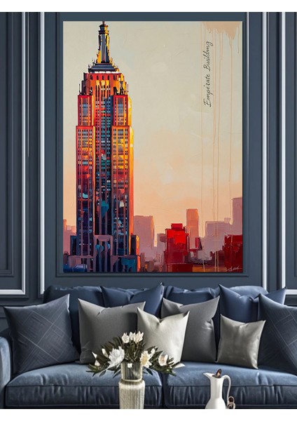 Empire State Binası Manzara Dekoratif Kanvas - Mdf Ahşap Tablo fırsatları