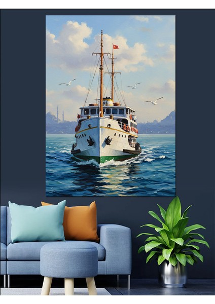 Beyaz Yolcu Gemisi Deniz Dekoratif Kanvas - Mdf Ahşap Tablo