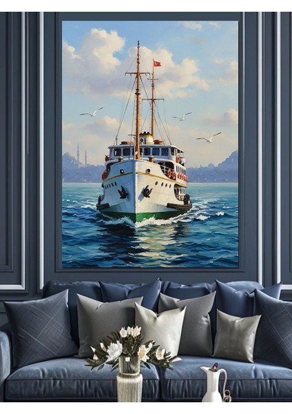 Beyaz Yolcu Gemisi Deniz Dekoratif Kanvas - Mdf Ahşap Tablo fırsatları