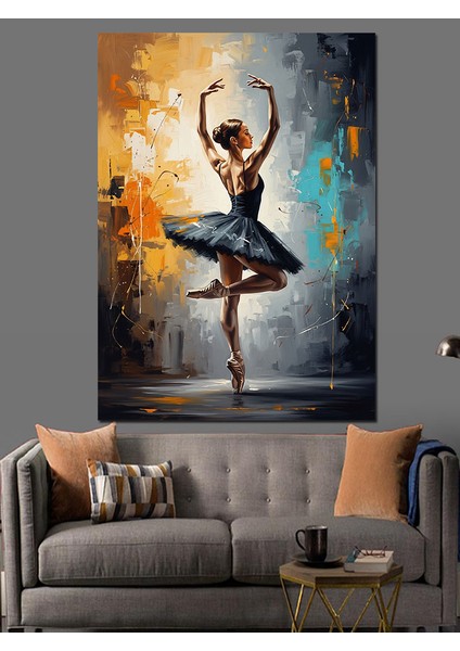 Bale Yapan Siyah Silüet Dekoratif Kanvas - Mdf Ahşap Tablo