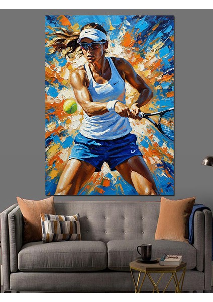 Tenis Oynayan Atletik Kadın Dekoratif Kanvas - Mdf Ahşap Tablo modelleri