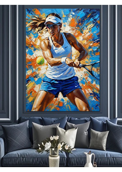 Tenis Oynayan Atletik Kadın Dekoratif Kanvas - Mdf Ahşap Tablo indirimleri