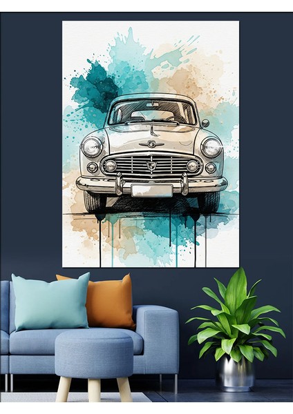 Klasik Amerikan Araba Vintage Dekoratif Kanvas - Mdf Ahşap Tablo