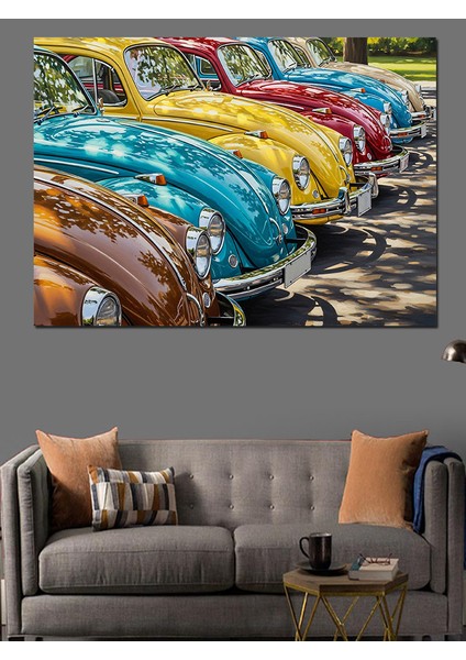 Renkli Sıralalı Vosvoslar Dekoratif Kanvas - Mdf Ahşap Tablo fiyatları