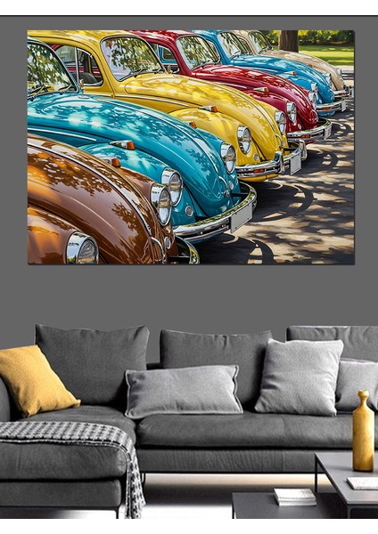 Renkli Sıralalı Vosvoslar Dekoratif Kanvas - Mdf Ahşap Tablo fırsatları