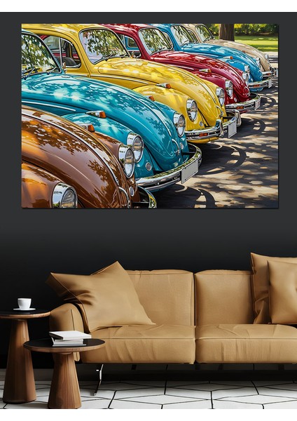 Renkli Sıralalı Vosvoslar Dekoratif Kanvas - Mdf Ahşap Tablo indirimleri