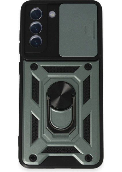 Samsung Galaxy S21 Fe Kılıf Pars Lens Yüzüklü Silikon - Yeşil