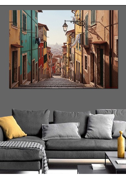 Retro Görünümlü Avrupa Sokağı Dekoratif Kanvas - Mdf Ahşap Tablo modelleri