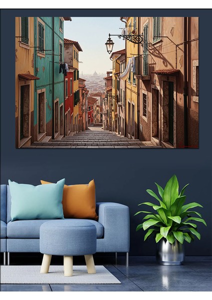 Retro Görünümlü Avrupa Sokağı Dekoratif Kanvas - Mdf Ahşap Tablo indirimleri