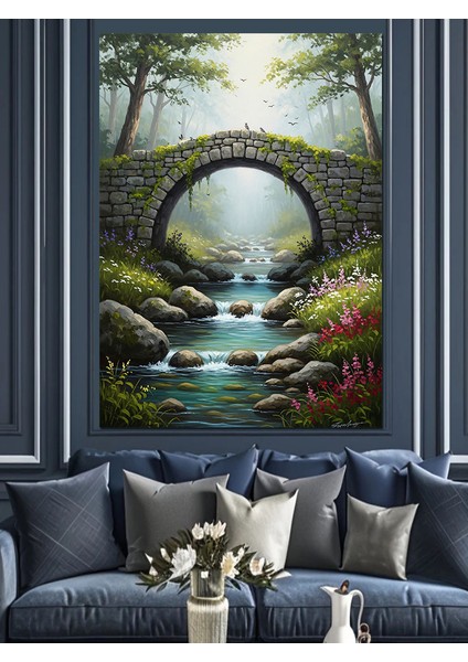Taştan Köprü Doğa Manzarası Dekoratif Kanvas - Mdf Ahşap Tablo modelleri