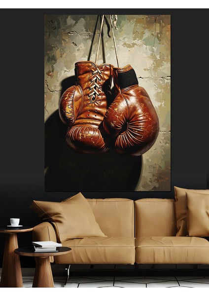 Boks Eldivenli Yumruk Spor Dekoratif Kanvas - Mdf Ahşap Tablo fiyatları